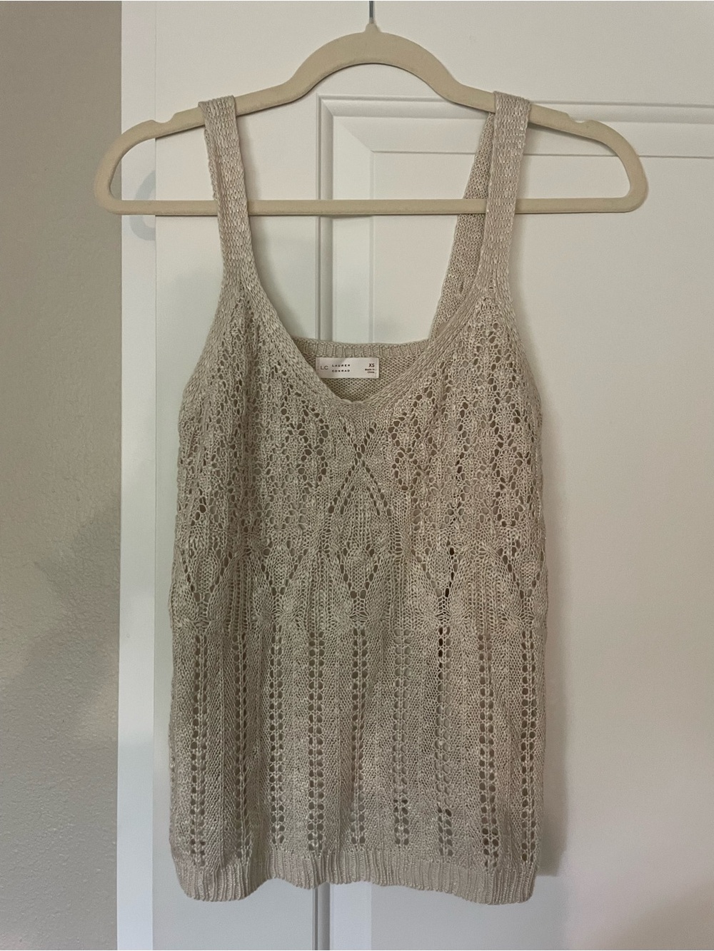 LC Lauren Conrad Openwork Knit Tank - Beige